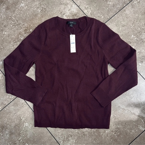 J.Crew Supersculpt Ribbed Sweater T-Shirt Midnight Burgundy Womens Size small - Picture 9 of 9
